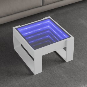 vidaXL vidaXL Stolik kawowy z LED Infinity, biały, 50x53x30 cm 1