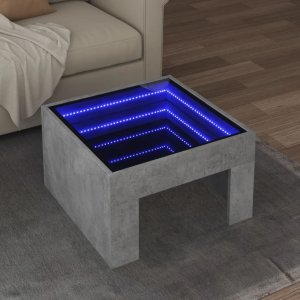 vidaXL vidaXL Stolik kawowy z LED Infinity, szarość betonu, 50x50x30 cm 1