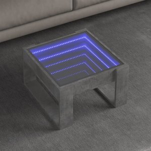 vidaXL vidaXL Stolik kawowy z LED Infinity, szarość betonu, 50x53x30 cm 1