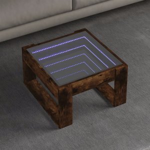 vidaXL vidaXL Stolik kawowy z LED Infinity, przydymiony dąb, 50x53x30 cm 1