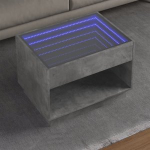 vidaXL vidaXL Stolik kawowy z LED Infinity, szarość betonu, 70x50x50 cm 1