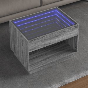 vidaXL vidaXL Stolik kawowy z LED Infinity, szary dąb sonoma, 70x50x50 cm 1