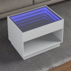 vidaXL vidaXL Stolik kawowy z LED Infinity, biały, 70x50x50 cm 1