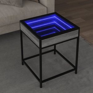 vidaXL vidaXL Stolik kawowy z LED Infinity, szary dąb sonoma, 40x40x51 cm 1