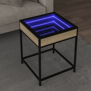 vidaXL vidaXL Stolik kawowy z LED Infinity, dąb sonoma, 40x40x51 cm 1