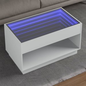 vidaXL vidaXL Stolik kawowy z LED Infinity, biały, 90x50x50 cm 1