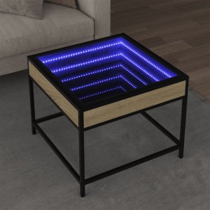 vidaXL vidaXL Stolik kawowy z LED Infinity, dąb sonoma, 50x50x41 cm 1