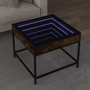 vidaXL vidaXL Stolik kawowy z LED Infinity, przydymiony dąb, 50x50x41 cm 1