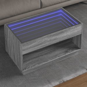 vidaXL vidaXL Stolik kawowy z LED Infinity, szary dąb sonoma, 90x50x50 cm 1