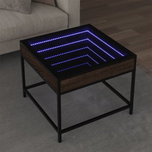 vidaXL vidaXL Stolik kawowy z LED Infinity, brązowy dąb, 50x50x41 cm 1