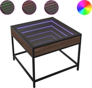 vidaXL Stolik kawowy z LED Infinity, brązowy dąb, 50x50x41 cm 2