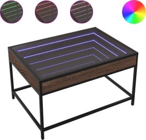 vidaXL vidaXL Stolik kawowy z LED Infinity, brązowy dąb, 70x50x41 cm 1