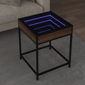 vidaXL vidaXL Stolik kawowy z LED Infinity, brązowy dąb, 40x40x51 cm 1