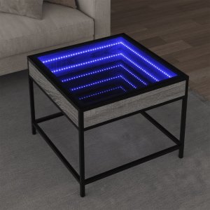 vidaXL vidaXL Stolik kawowy z LED Infinity, szary dąb sonoma, 50x50x41 cm 1