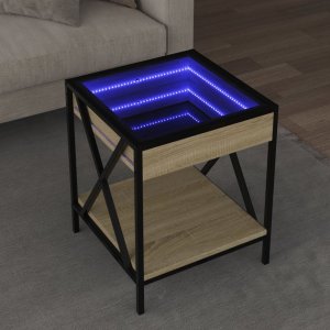 vidaXL vidaXL Stolik kawowy z LED Infinity, dąb sonoma, 40x40x49 cm 1