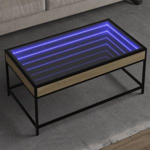 vidaXL vidaXL Stolik kawowy z LED Infinity, dąb sonoma, 90x50x41 cm 1