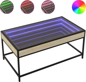 vidaXL Stolik kawowy z LED Infinity, dąb sonoma, 90x50x41 cm 2