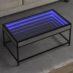 vidaXL vidaXL Stolik kawowy z LED Infinity, szary dąb sonoma, 90x50x41 cm 1