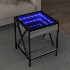 vidaXL vidaXL Stolik kawowy z LED Infinity, szary dąb sonoma, 40x40x49 cm 1