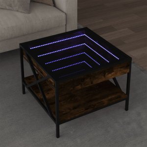 vidaXL vidaXL Stolik kawowy z LED Infinity, przydymiony dąb, 50x50x38 cm 1