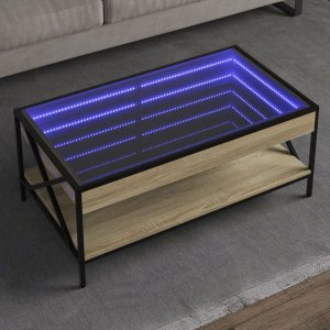 vidaXL vidaXL Stolik kawowy z LED Infinity, dąb sonoma, 90x50x38 cm 1