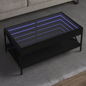 vidaXL vidaXL Stolik kawowy z LED Infinity, czarny, 90x50x38 cm 1