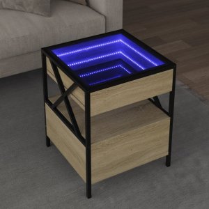 vidaXL vidaXL Stolik kawowy z LED Infinity, dąb sonoma, 40x40x51 cm 1