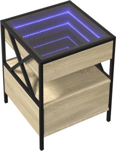 vidaXL Stolik kawowy z LED Infinity, dąb sonoma, 40x40x51 cm 3