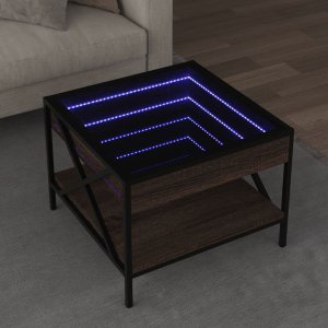 vidaXL vidaXL Stolik kawowy z LED Infinity, brązowy dąb, 50x50x38 cm 1