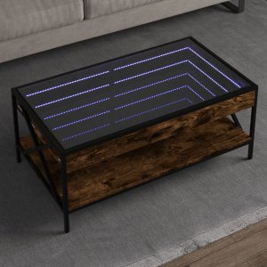 vidaXL vidaXL Stolik kawowy z LED Infinity, przydymiony dąb, 90x50x38 cm 1