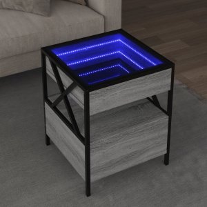 vidaXL vidaXL Stolik kawowy z LED Infinity, szary dąb sonoma, 40x40x51 cm 1