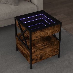 vidaXL vidaXL Stolik kawowy z LED Infinity, przydymiony dąb, 40x40x51 cm 1