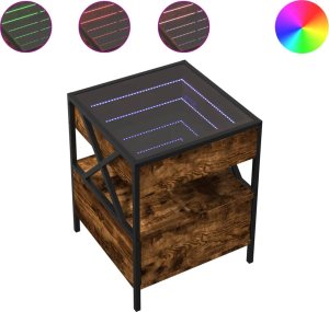 vidaXL Stolik kawowy z LED Infinity, przydymiony dąb, 40x40x51 cm 2