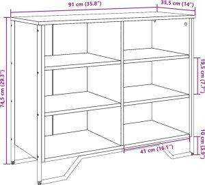 vidaXL vidaXL Szafka, szary dąb sonoma, 91x35,5x74,5 cm 9