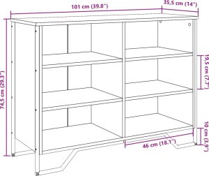 vidaXL vidaXL Szafka, przydymiony dąb, 101x35,5x74,5 cm 9