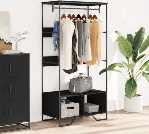 vidaXL vidaXL Szafa, czarna, 90x50x180 cm, materiał drewnopochodny 3