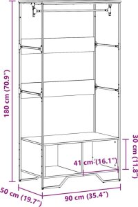 vidaXL vidaXL Szafa, czarna, 90x50x180 cm, materiał drewnopochodny 9