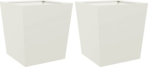 vidaXL vidaXL Donice ogrodowe, białe, 2 szt., 50x50x50 cm, stalowe 2