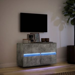 vidaXL vidaXL Ścienna szafka TV z LED, szarość betonu, 80x31x45 cm 5