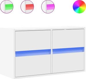 vidaXL vidaXL Ścienna szafka TV z LED, biała, 80x31x45 cm 2