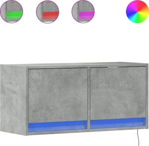 vidaXL vidaXL Ścienna szafka TV z LED, szarość betonu, 80x31x35 cm 2