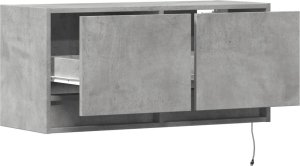 vidaXL vidaXL Ścienna szafka TV z LED, szarość betonu, 80x31x35 cm 9