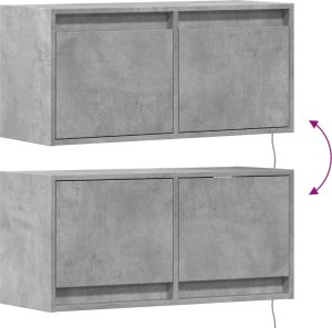 vidaXL vidaXL Ścienna szafka TV z LED, szarość betonu, 80x31x35 cm 10