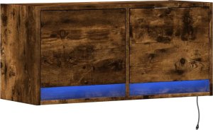 vidaXL vidaXL Ścienna szafka TV z LED, przydymiony dąb, 80x31x35 cm 3