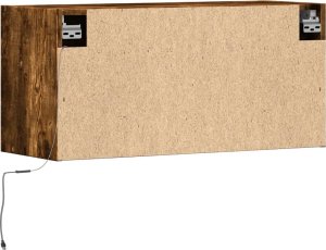 vidaXL vidaXL Ścienna szafka TV z LED, przydymiony dąb, 80x31x35 cm 8