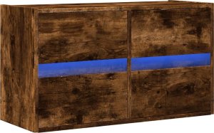 vidaXL vidaXL Ścienna szafka TV z LED, przydymiony dąb, 80x31x45 cm 3