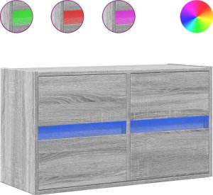 vidaXL vidaXL Ścienna szafka TV z LED, szary dąb sonoma, 80x31x45 cm 2