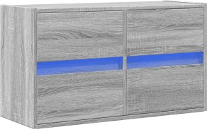 vidaXL vidaXL Ścienna szafka TV z LED, szary dąb sonoma, 80x31x45 cm 3