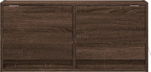 vidaXL vidaXL Ścienna szafka TV z LED, brązowy dąb, 80x31x35 cm 6