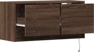 vidaXL vidaXL Ścienna szafka TV z LED, brązowy dąb, 80x31x35 cm 9